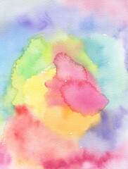  Rainbow watercolor abstract background, hand-painted texture, watercolor stains. Design for backgrounds, wallpapers, covers and packaging..