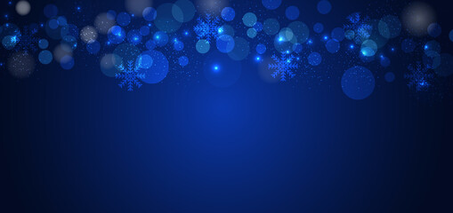 Banner merry chistmas snowflakes blue background design.