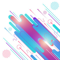 Abstract blue and pink geometric rounded elements dynamic overlapping and lines on white background.