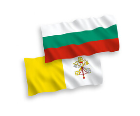 Flags of Vatican and Bulgaria on a white background