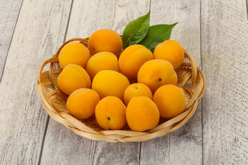 Ripe tasty sweet apricots heap
