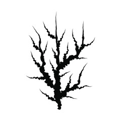 Sketch of a dry tree without leaves. Vector element for the design. Monochrome illustration.