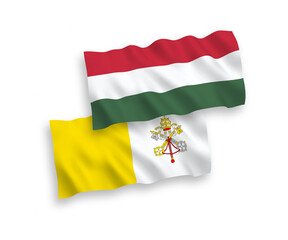 Flags of Vatican and Hungary on a white background