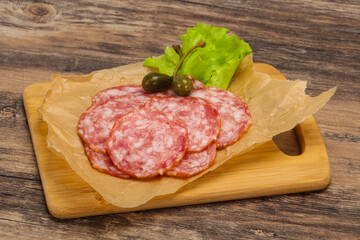 Spanish Salchichon sausage with salad