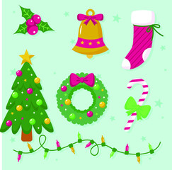 Christmas-element-collection-flat-design | Vector illustration EPS 10.