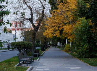 Autumn. Square near Novodevichy Convent, Moscow,Russia