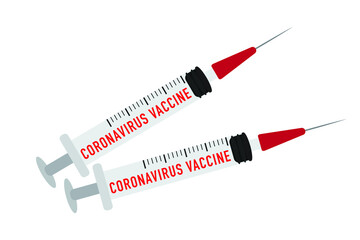 Coronavirus vaccine needles vector illustration