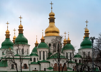 Fototapeta na wymiar St. Sophia Cathedral in Kyiv Ukraine in the evening