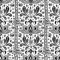 Ethnic oriental ornamental seamless pattern. Black and white