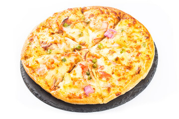 Seafood pizza  on white background