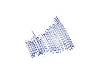 A blue pen draw a line on a white background