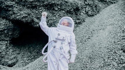 spaceman discoverer on the planet moon, cosmonaut hero, astronaut