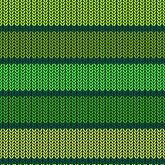 Acrylic prints Green Knitted striped green seamless pattern 