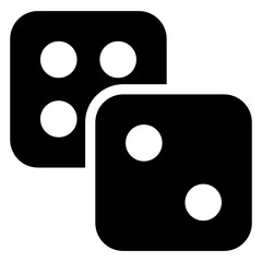 
Icon of casino game accessory, rolling dice in solid style 
