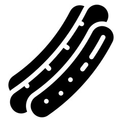 
Sausages burger, solid icon of hotdog sandwich 
