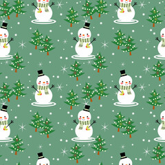 Cute Snowman and Christmas tree