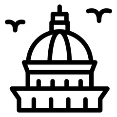 
American Landmark architecture, solid icon of united states capitol 
