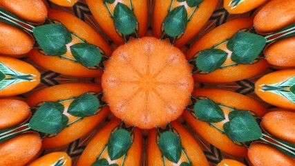 oranges in kaleidoscope background
