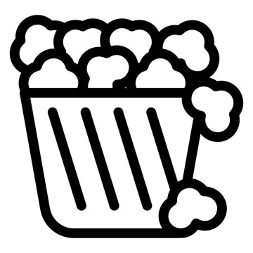 
Baked kernels in stripy cup depiction of popcorn icon in solid design 
