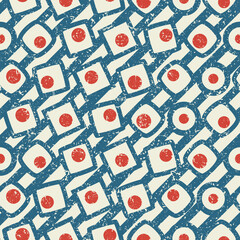 Geometric abstract shapes mod target seamless pattern in grunge style 
