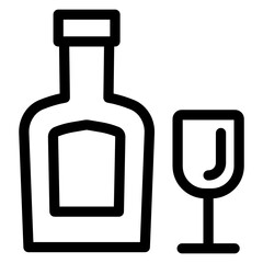 
Alcoholic drink bottle with glass, wine solid icon
