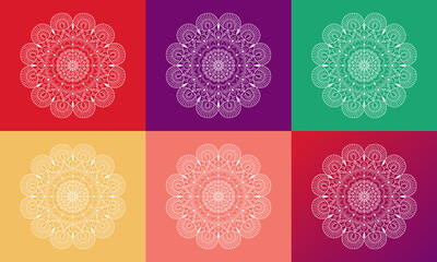 Luxury mandala set with floral background pattern. Abstract geometric mandala round ornament. Mandala template for invitation, wedding, cover, brochure, flyer, banner, poster.