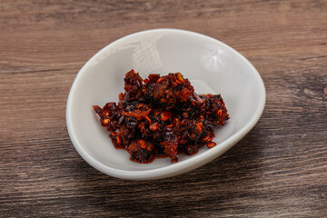Fried chili pepper sauce with oil