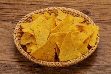 Mexican crunchy corn nachos triangle