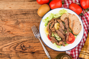 Fitness meal: beef and vegetable salad