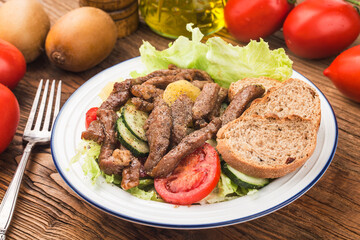 Fitness meal: beef and vegetable salad