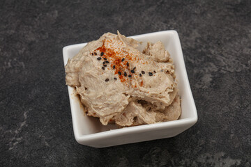 Herring butter spread in the bowl