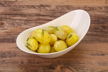 Young boiled potato in the bowl
