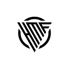 Initial letter HMF triangle monogram simple modern clean vector logo 