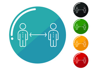 Social distancing icon set. Line design vector illustration in 5 colors options for web design