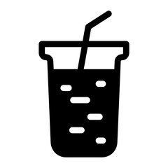 A glass of fizzy drink with a straw in it, icon in filled style 