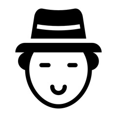 
Boy wearing hat, editable solid vector of male person 
