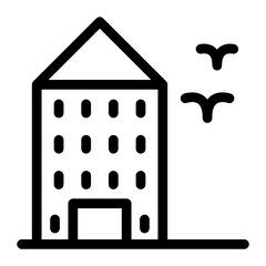 
Glyph icon of building, skyscraper in filled style 
