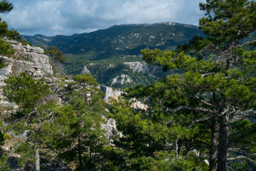 Fototapeta na wymiar Caro Mountain Range from Cati Mountain Range, The Ports Natural Park, Terres de l'Ebre, Tarragona, Catalunya, Spain