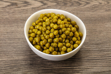 Marinated green pea in the bowl