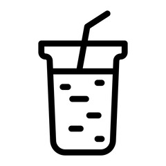 A glass of fizzy drink with a straw in it, icon in filled style 