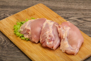 Raw chicken boneless and skinless leg