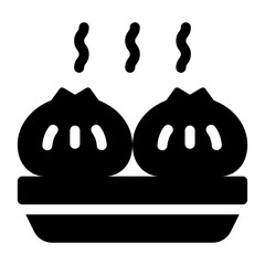 
Dumplings, delicious food icon in glyph style.

