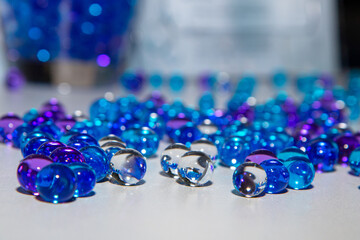 beads blue balls on the table