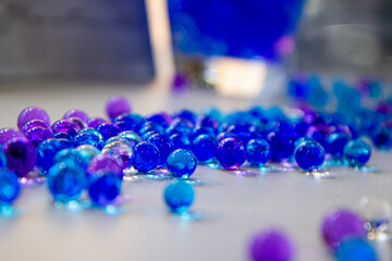 beads blue balls on the table