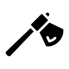 
A wood cutting tool icon, filled style of axe 
