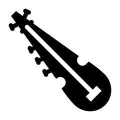 
Sitar, musical instrument icon in solid design
