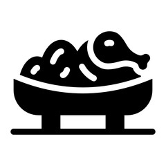 
A dish with rice with leg piece denoting concept of biryani icon
