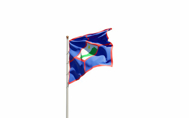 National state flag of Sint Eustatius fluttering at sky background.