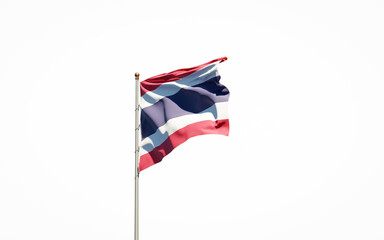 Beautiful national state flag of Thailand on white background. Isolated close-up Thailand