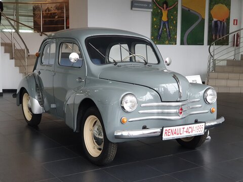 Cluj Napoca-Cluj/Romania-03.11.2020- Old-timer Renault 4CV "Affaire" - manufactured in 1947, as new condition, in gray metallic colour. Historical automobile